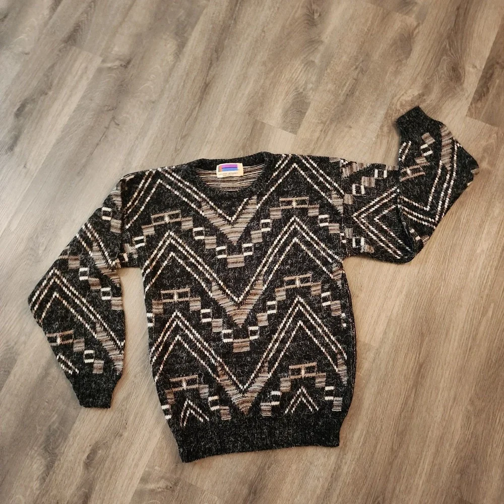 Vintage Sweater Graphix Southwestern Geometric Sweater M‎ USA Made Grandpacore